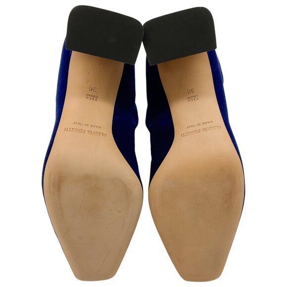 Alberta Ferretti Cobalt Blue Velvet Booties - Picture 6 of 6